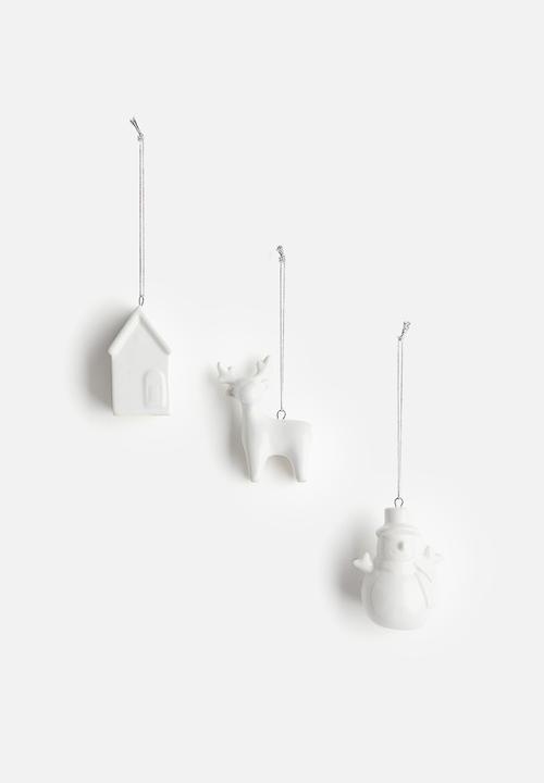 H&M - 3 pack christmas ornaments - white