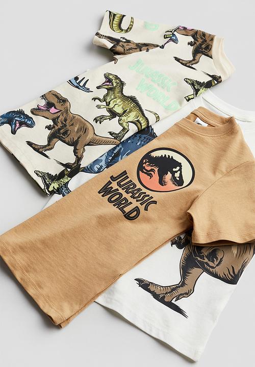 H&M - 3 pack printed t-shirts - white jurassic world