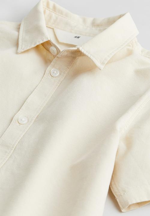 H&M - Short-sleeved cotton shirt - light yellow