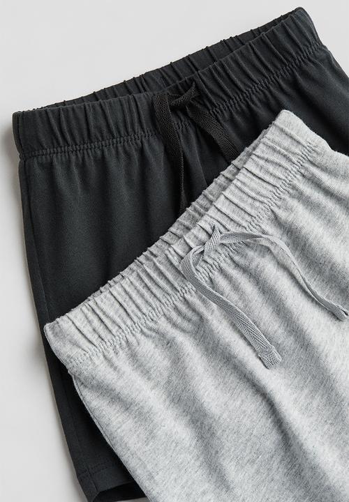 H&M - 2 pack jersey shorts - ight grey & black