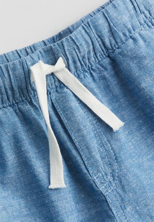 H&M - Linen-blend pull-on shorts - blue