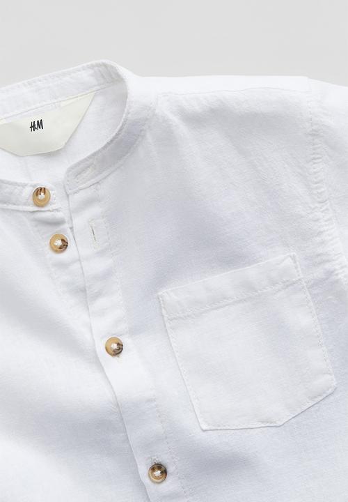 H&M - Linen-blend grandad shirt - white