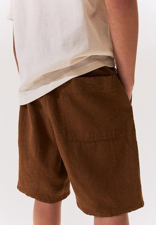 H&M - Linen-blend pull-on shorts - brown