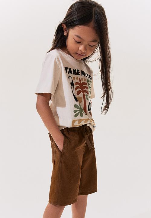 H&M - Linen-blend pull-on shorts - brown