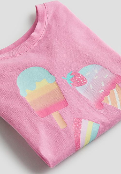 H&M - Printed t-shirt - pink ice cream