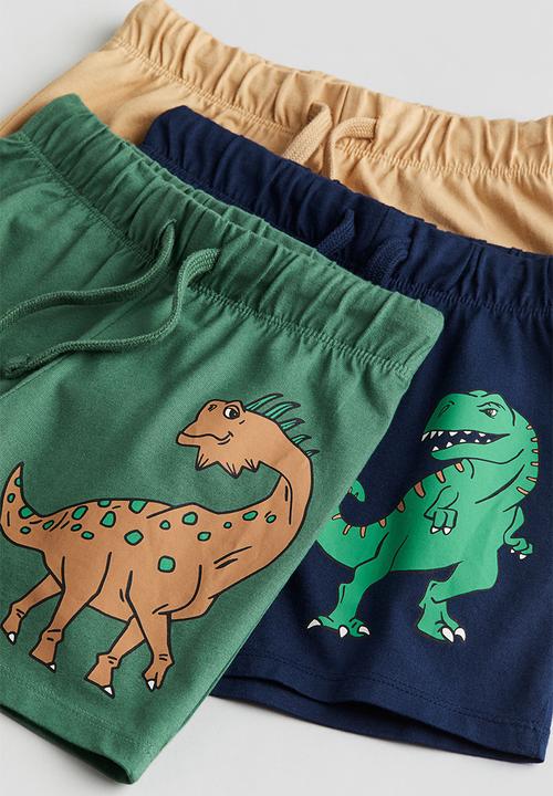 H&M - 3 pack pull-on shorts - dark blue dinosaurs