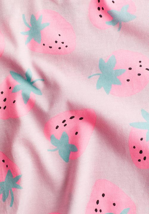 H&M - Frill-trimmed vest top - light pink strawberries
