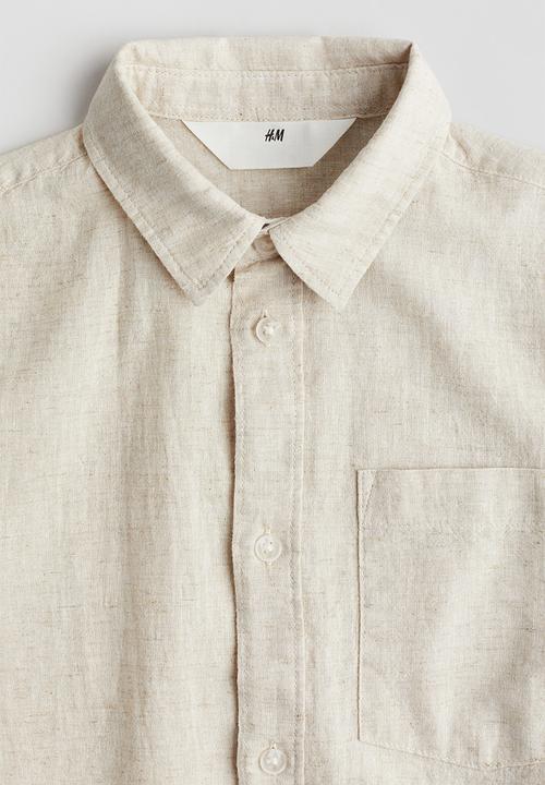 H&M - Short-sleeved linen-blend shirt - ecru