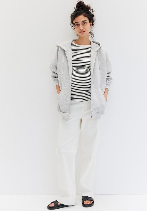 H&M - Mama ribbed top - white & black striped
