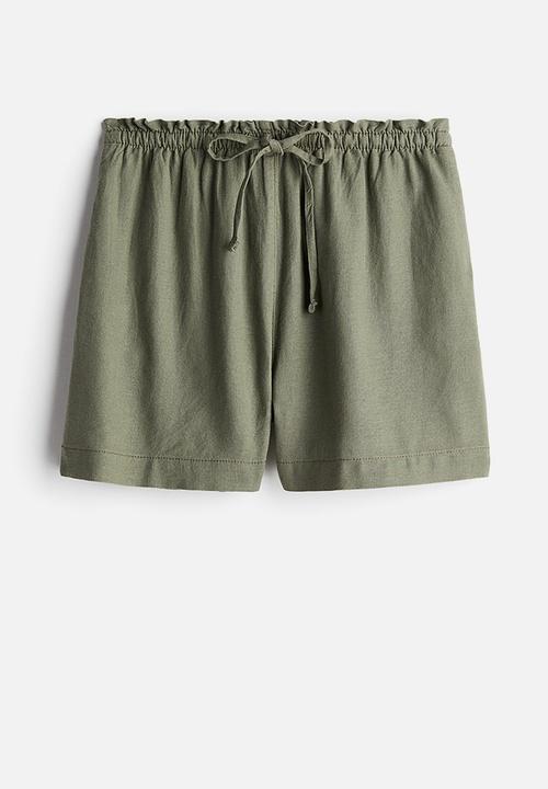 H&M - Linen-blend shorts - khaki green