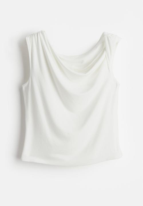 H&M - Twist-detail one-shoulder top - white