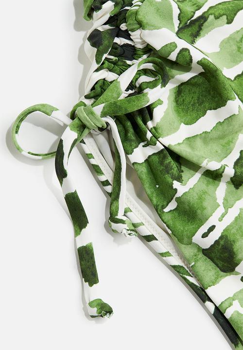 H&M - Drawstring-detail swimsuit - green leaves