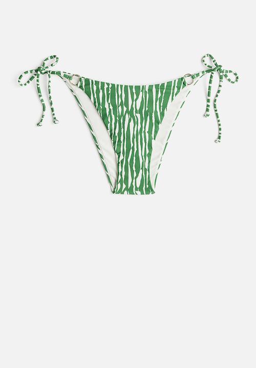 H&M - Tie tanga bikini bottoms - green patterned 