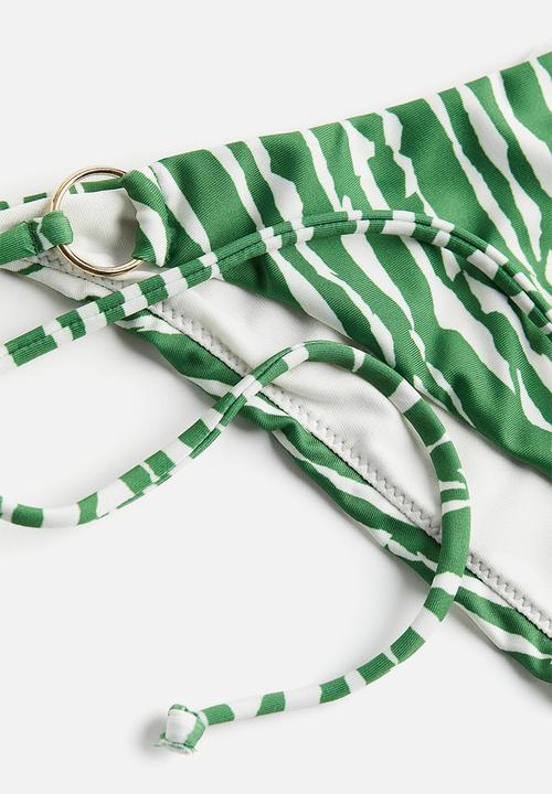 H&M - Tie tanga bikini bottoms - green patterned 
