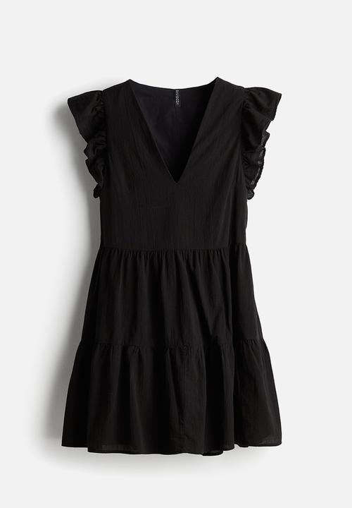 H&M - Flutter-sleeved throw-on dress - black