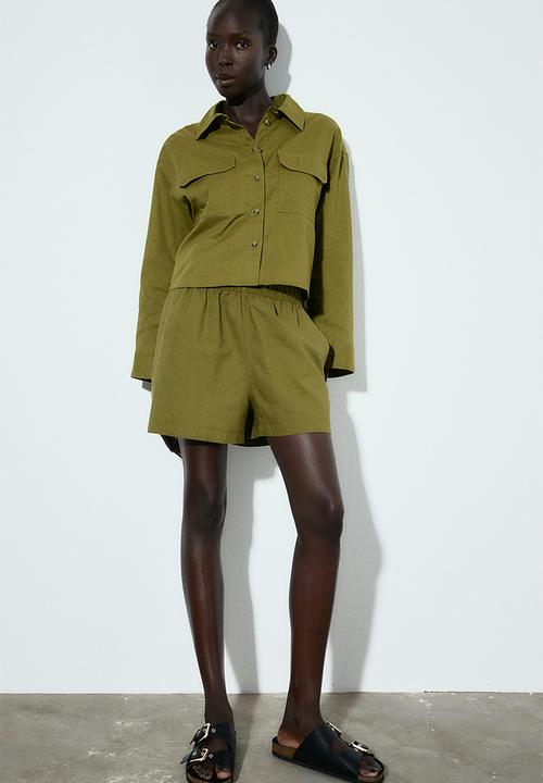 H&M - Linen shorts - olive green