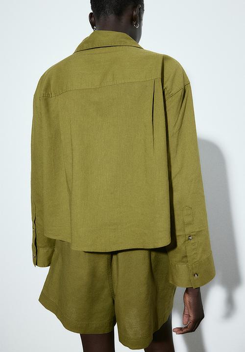 H&M - Linen shorts - olive green