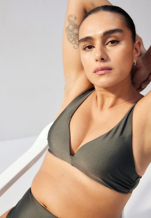 H&M - Push-up bikini top - dark khaki green