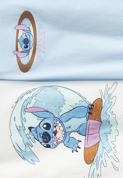 H&M - 2 pack printed t-shirts - white lilo & stitch