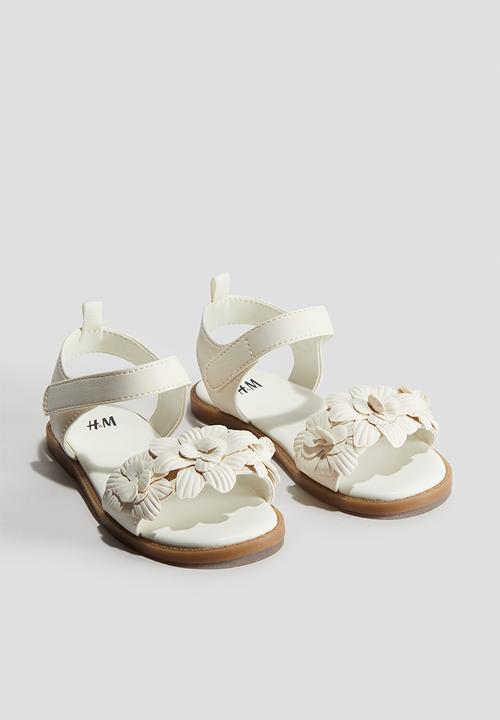 H&M - Appliquéd sandals - white flowers 