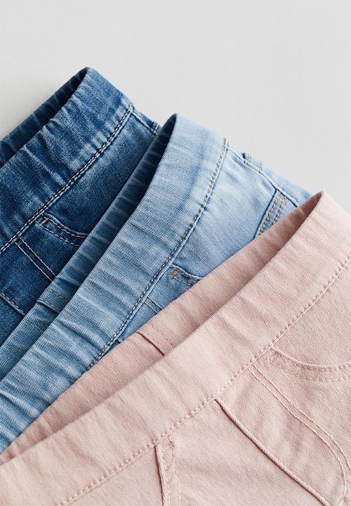 H&M - 3 pack denim shorts - light pink & light denim blue