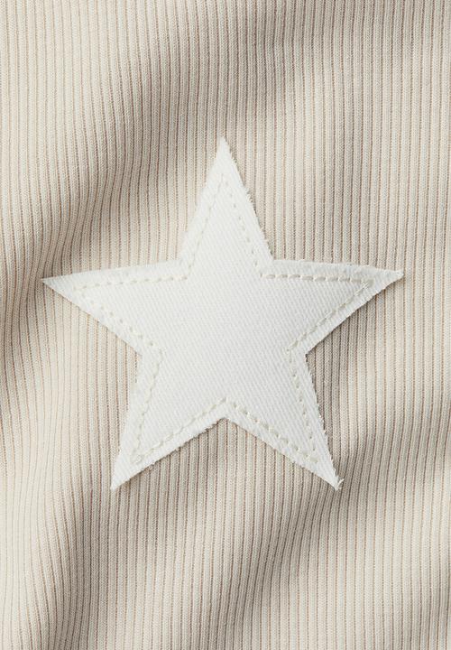 H&M - Ribbed t-shirt - light beige star 