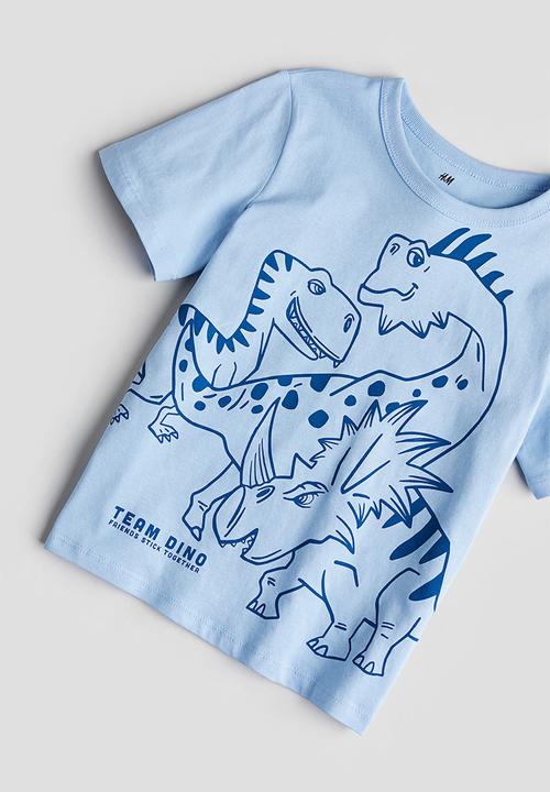 H&M - Printed cotton t-shirt - light blue dinosaurs