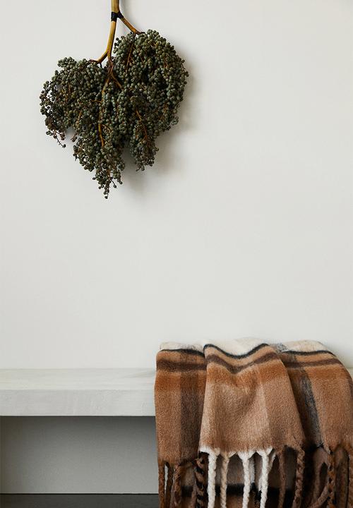 H&M - Patterned blanket - dark beige checked