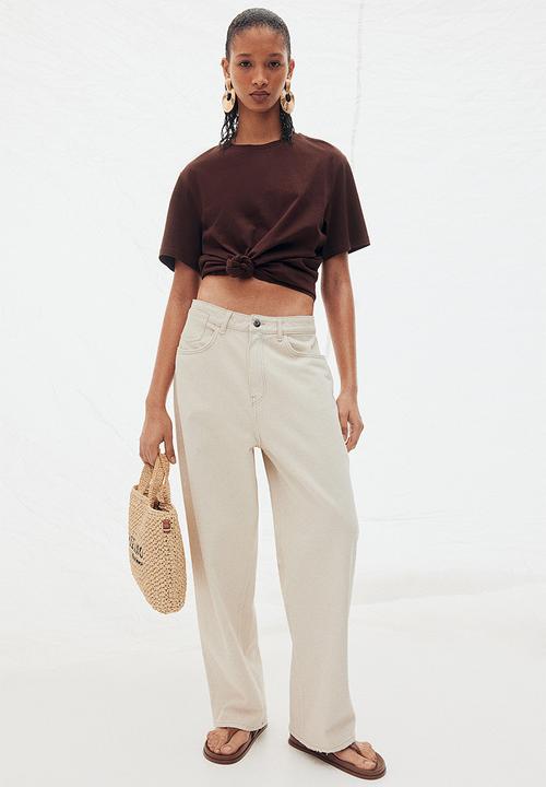 H&M - Baggy low jeans - light beige