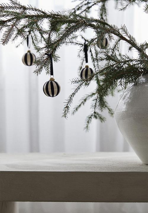 H&M - 6-Pack small christmas baubles - black striped