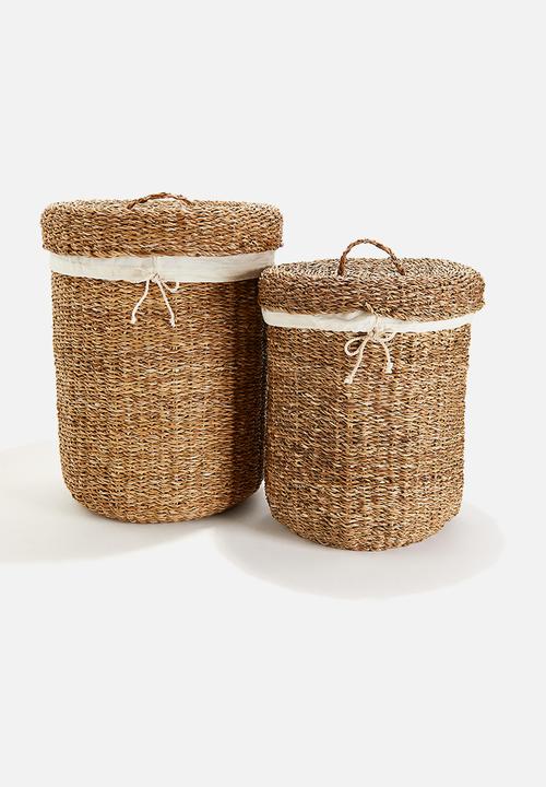 H&M - Seagrass laundry basket - beige light beige