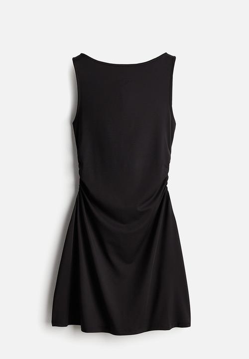 H&M - Gathered dress with flared skirt - black
