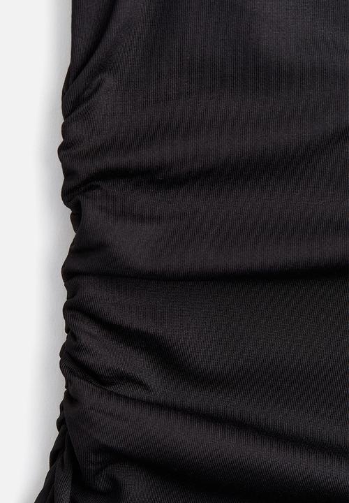 H&M - Gathered dress with flared skirt - black