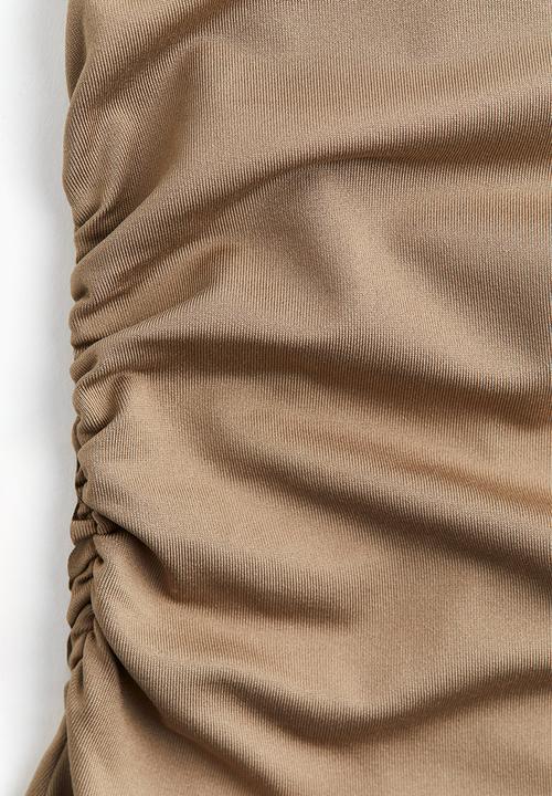 H&M - Gathered dress with flared skirt - greige