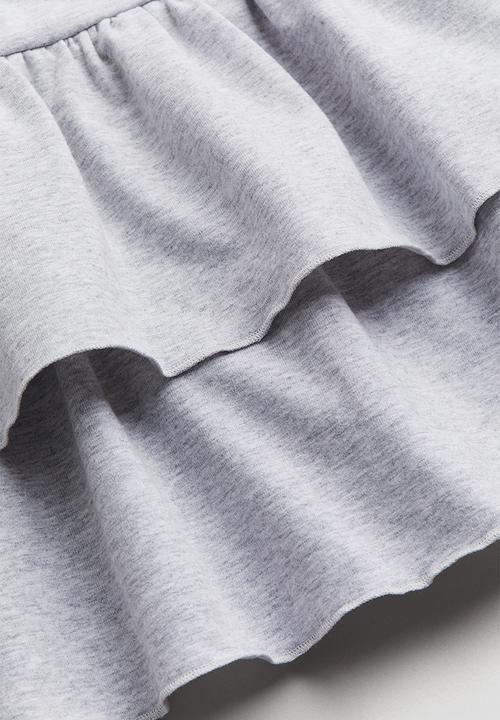 H&M - Tiered jersey skirt - light grey marl 