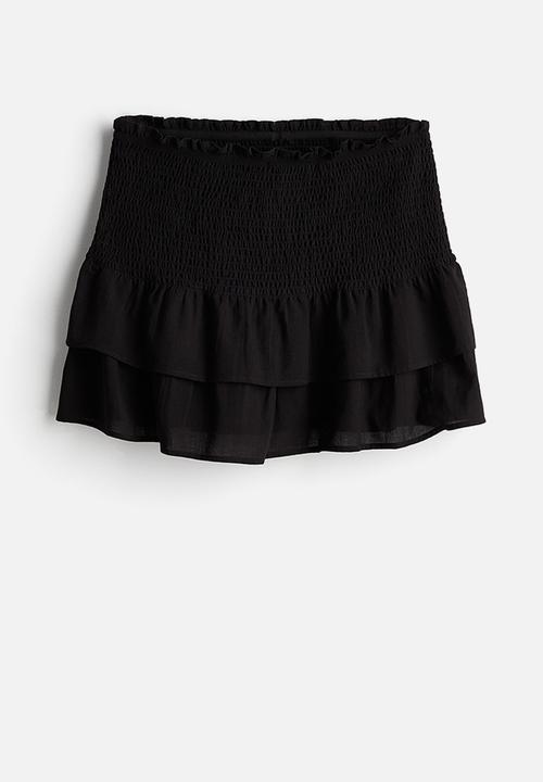 H&M - Smocked-waist tiered skirt - black