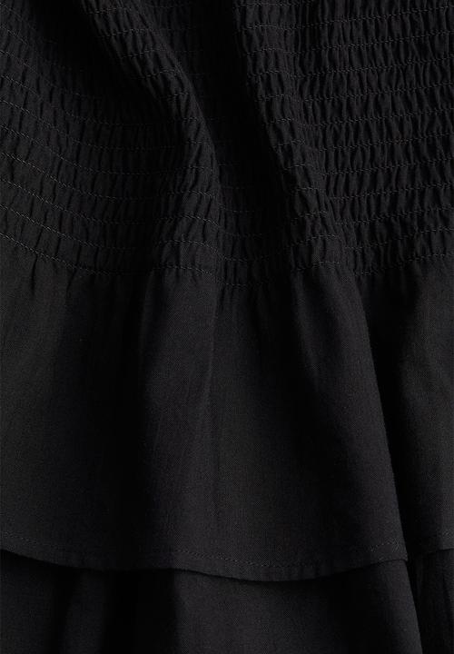 H&M - Smocked-waist tiered skirt - black