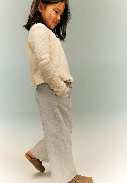 H&M - Wide linen-blend pull-on trousers - ecru
