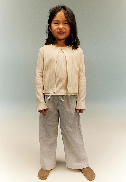 H&M - Wide linen-blend pull-on trousers - ecru