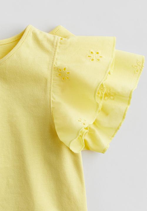 H&M - Jersey top with broderie anglaise - yellow