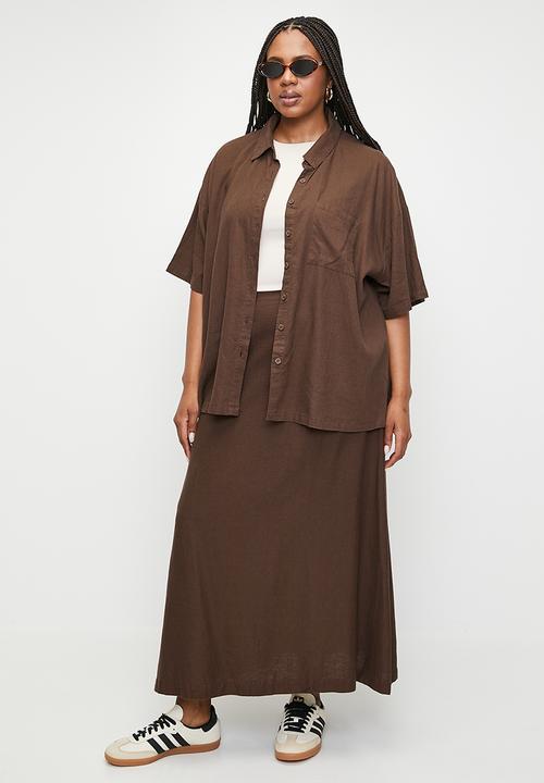 Cotton On - Plus Haven Short Sleeve Shirt - Chocolate