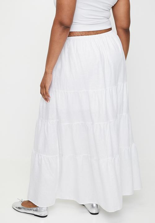 Cotton On - Plus Haven Tiered Maxi Skirt - White