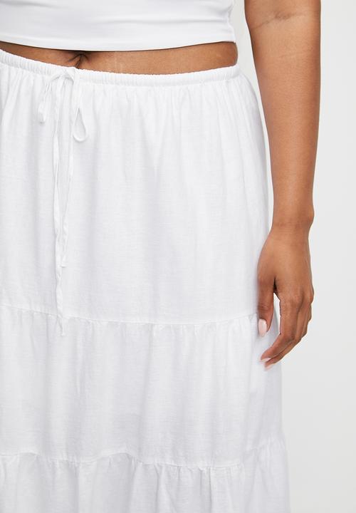 Cotton On - Plus Haven Tiered Maxi Skirt - White