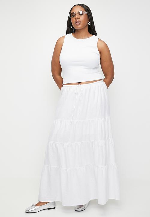 Cotton On - Plus Haven Tiered Maxi Skirt - White