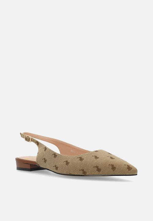 POLO - Pointed jacquard slingback flat - stone