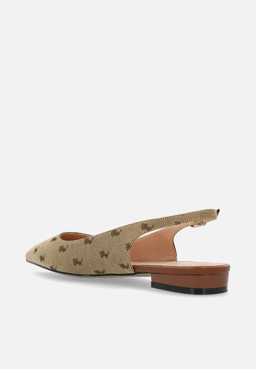 POLO - Pointed jacquard slingback flat - stone