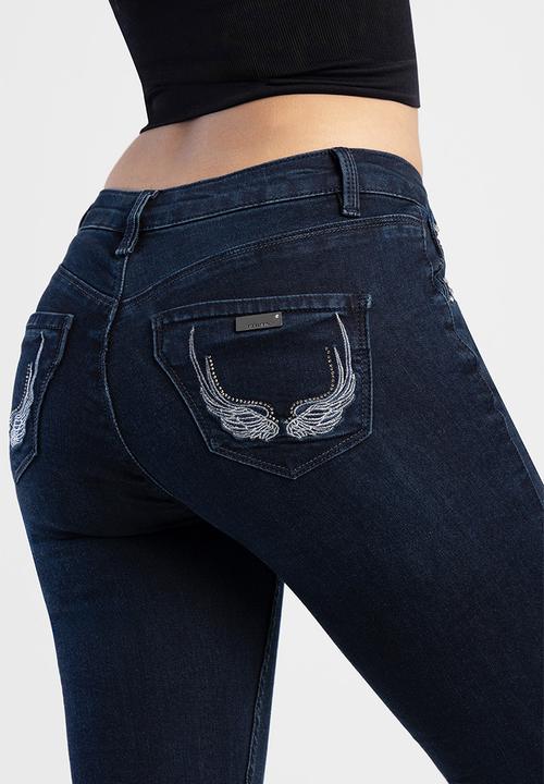 SISSY BOY - Arlo:Mid-Waist Skinny With A Back Pocket Embroidery - Blue/Black