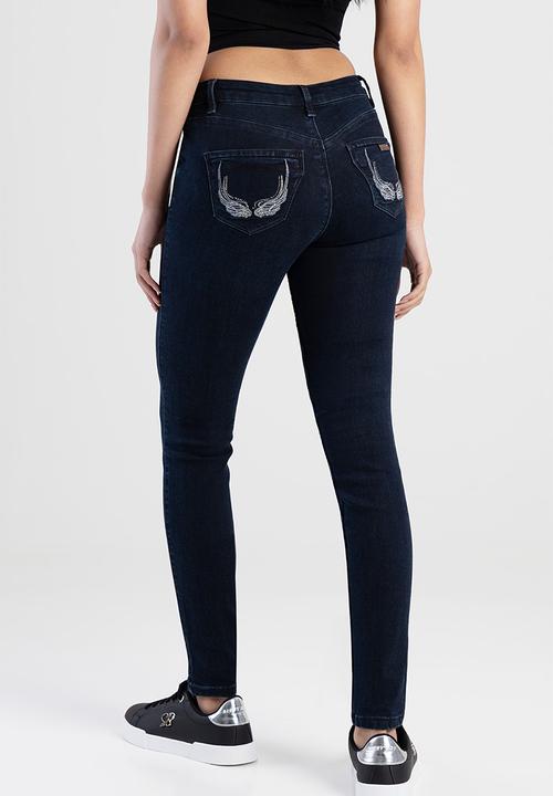 SISSY BOY - Arlo:Mid-Waist Skinny With A Back Pocket Embroidery - Blue/Black