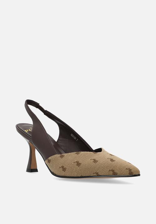 POLO - Jacquard slingback heel - brown