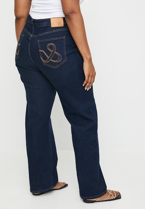 Me&B - Plus Straight Leg Jeans In Dark Wash - Dark Wash